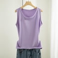 thumbnail image 1 of Women's Cotton Camisole, Audhol Women's Threaded Cotton Round Neck Wrapped Camisole Vest Purple Round Neck Tank Top Xxl, 1 of 5