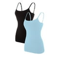 Women's Cotton Camisole Shelf Bra Spaghetti Straps Tank Top Pack of 2