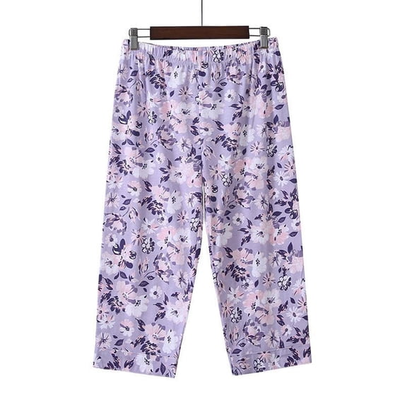 Women's Cotton Capri Pajama Pants Lounge Causal Bottoms Print Sleep Pants