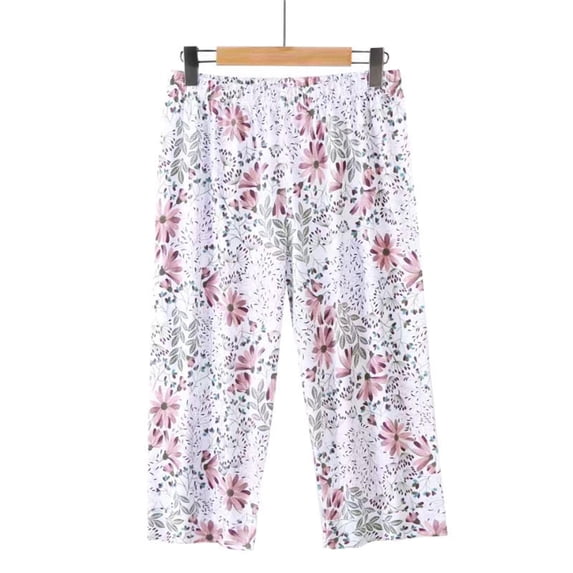 Women's Cotton Capri Pajama Pants Lounge Causal Bottoms Print Sleep Pants