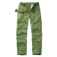 thumbnail image 1 of Women's Cotton Cargo Pants Casual Y2K with 6 Zipper Pockets Baggy Hiking Work Pants (No Belt)Green,Size 8, 1 of 5