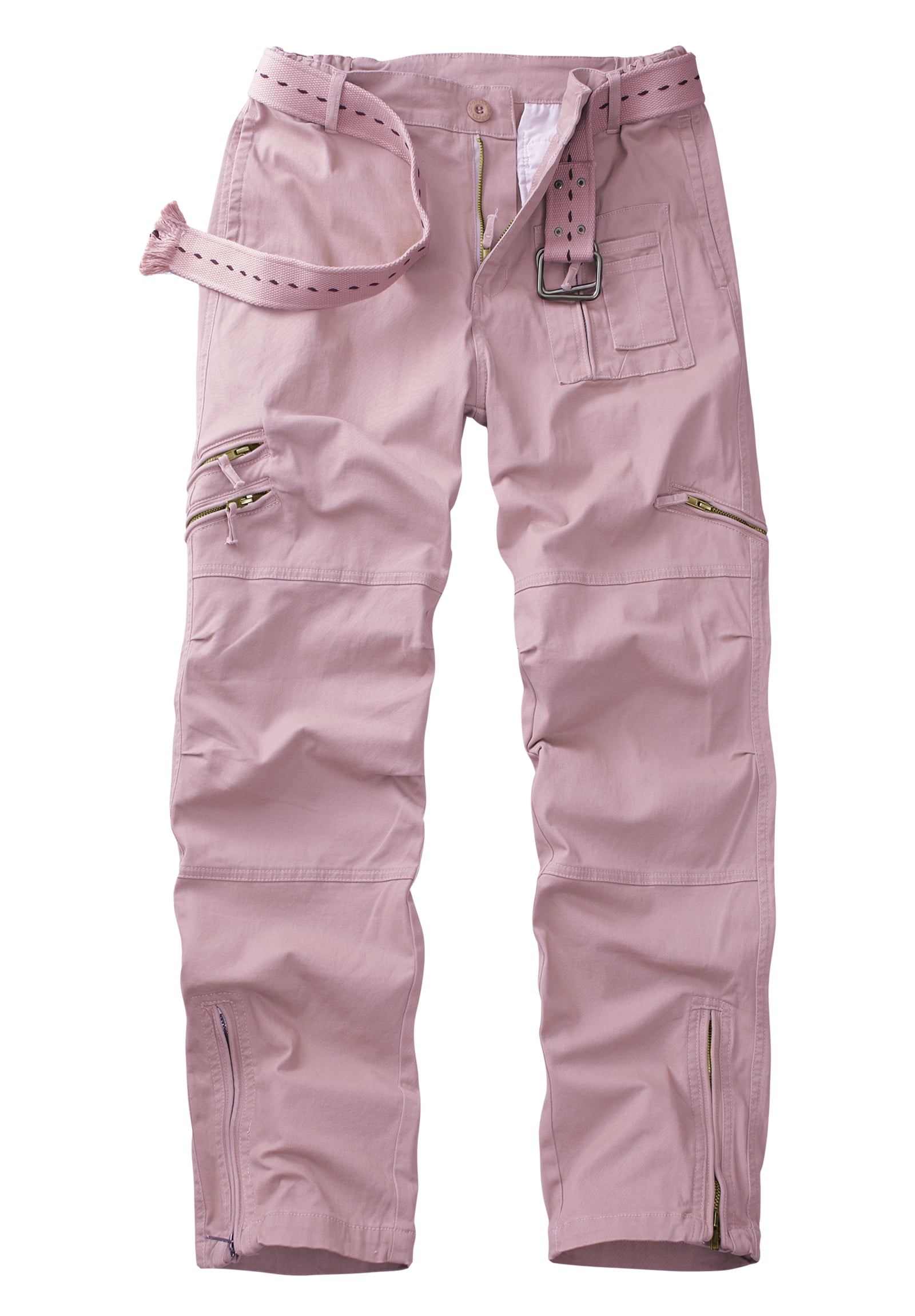 Women's Cotton Cargo Pants Casual Y2K with 6 Zipper Pockets Baggy Hiking Work Pants (No Belt)Purple Gray,Size 18