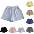 thumbnail image 1 of Women's Cotton Casual Pants, High Waisted Loose Fit Shorts with Pockets, Flowy Comfortable Beach Lounge Athletic Yoga Running, Ladies | VerBelle,Coffee XL, 1 of 5