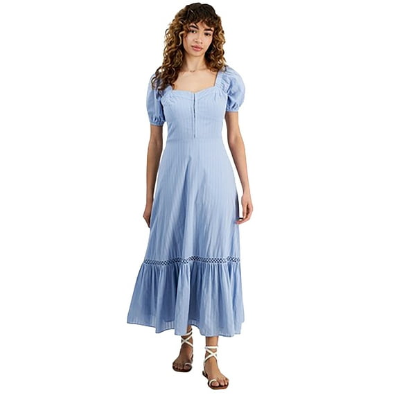 Now This Women's Cotton Corset-Look Maxi Dress Clean Chambray XS