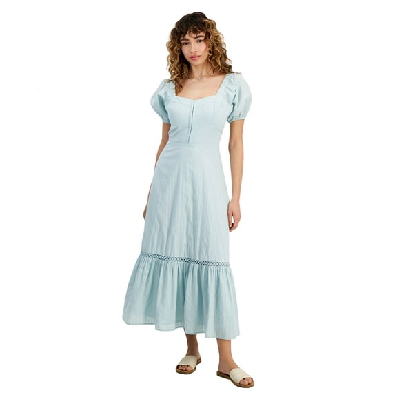 Women's Cotton Corset-Look Maxi Dress Harbor Green L