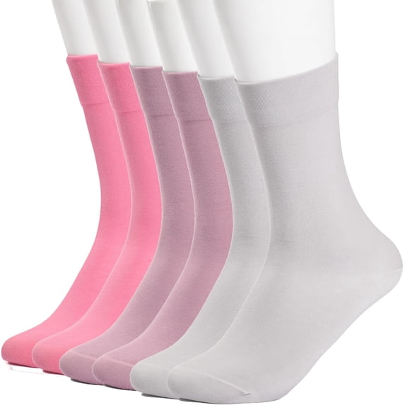 Women's Cotton Crew Socks (6 Pairs) - Soft Breathable Mid-Calf Socks, All-Season Comfort for Casual & Dress Sock