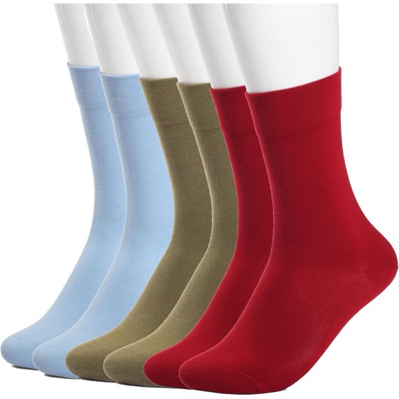 Women's Cotton Crew Socks (6 Pairs) - Soft Breathable Mid-Calf Socks, All-Season Comfort for Casual & Dress Sock