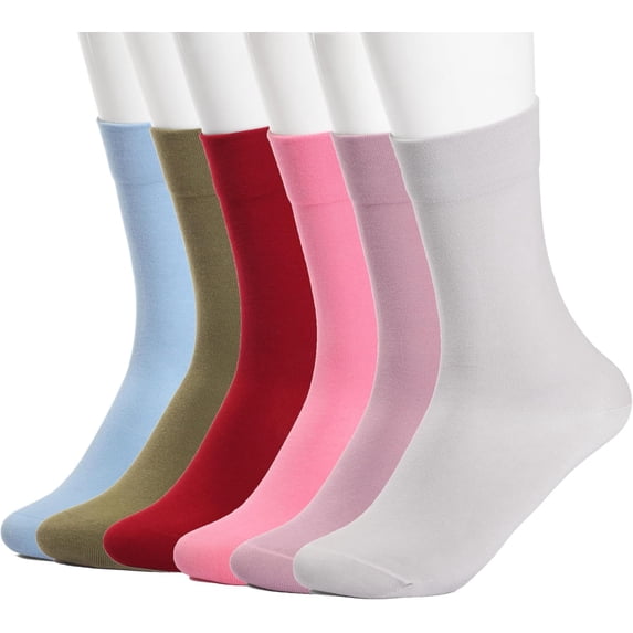 Women's Cotton Crew Socks (6 Pairs) - Soft Breathable Mid-Calf Socks, All-Season Comfort for Casual & Dress Sock