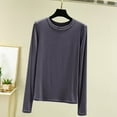 thumbnail image 1 of Women's Cotton Crewneck Tee Internal Construction Solid Color Shirt Long Sleeve Tops Dark Gray XXL, 1 of 5