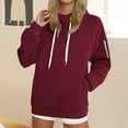 thumbnail image 1 of Women's Cotton Fleece Hoodies with Pockets Zipped Long Sleeve Plain Pullover Baggy Comfy Hooded Sweatshirt Tops (S, Wine), 1 of 6
