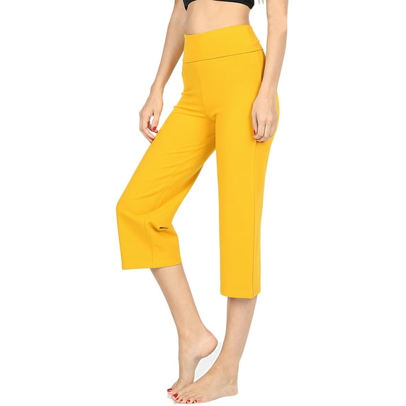 Women's Cotton Fold Over Capri Lounge Yoga Pants (S-3XL)