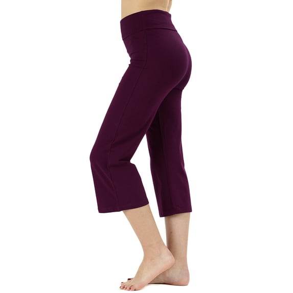 Women's Cotton Fold Over Capri Lounge Yoga Pants (S-3XL)