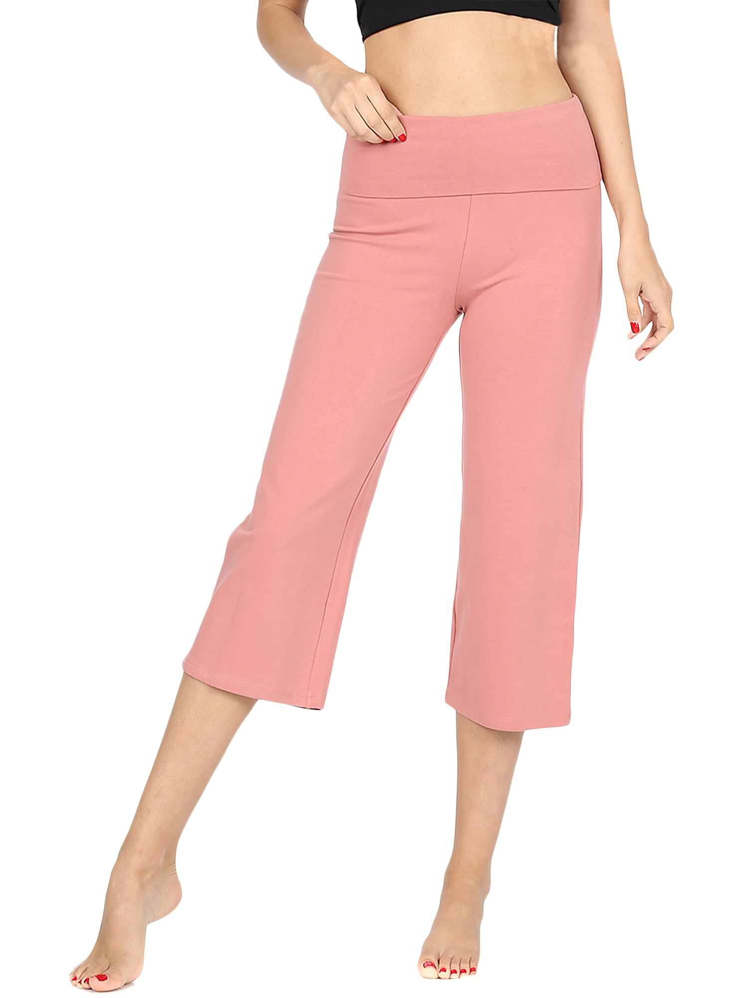 Women's Cotton Fold Over Capri Lounge Yoga Pants (S3XL)