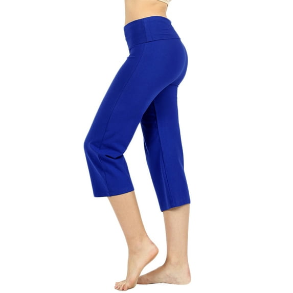 Women's Cotton Fold Over Capri Lounge Yoga Pants (S-3XL)