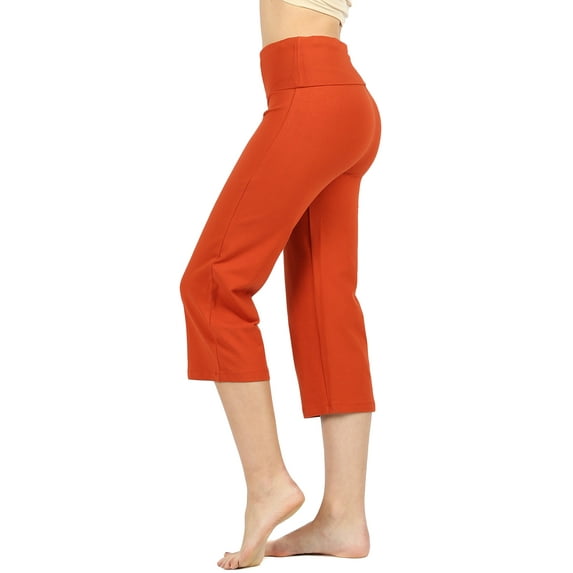 Women's Cotton Fold Over Capri Lounge Yoga Pants (S-3XL)