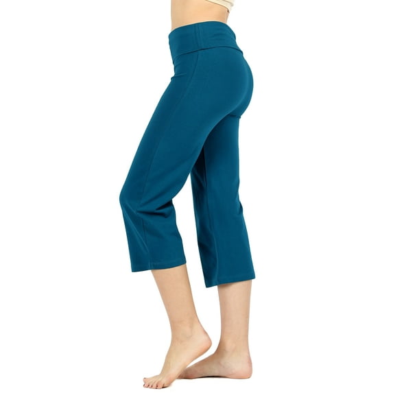 Women's Cotton Fold Over Capri Lounge Yoga Pants (S-3XL)