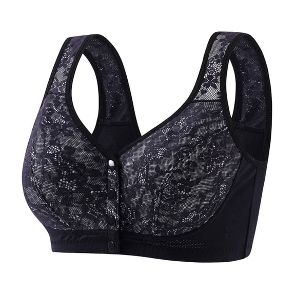Women's Cotton Front Closure Wireless Bra, Comfortable No Underwire Full‑Coverage Bra, Wide Strap Support Sleep Bra for Daily Wear for Senior