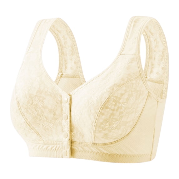 Women's Cotton Front Closure Wireless Bra, Comfortable No Underwire Full‑Coverage Bra, Wide Strap Support Sleep Bra for Daily Wear for Senior