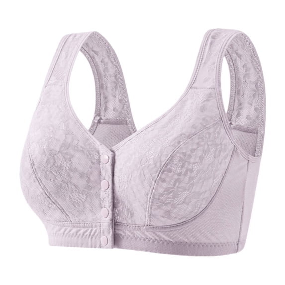 Women's Cotton Front Closure Wireless Bra, Comfortable No Underwire Full‑Coverage Bra, Wide Strap Support Sleep Bra for Daily Wear for Senior