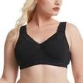 thumbnail image 1 of Women's Cotton Full Coverage Wirefree Non-padded Lace Plus Size Bra 36D, 1 of 6