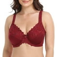 thumbnail image 1 of Women's Underwire Unlined Bra Minimizers Non-Padded Full Coverage Lace Plus Size 34I, 1 of 9