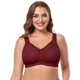 thumbnail image 1 of Women's Cotton Full Coverage Wirefree Non-padded Lace Plus Size Bra 48A, 1 of 3
