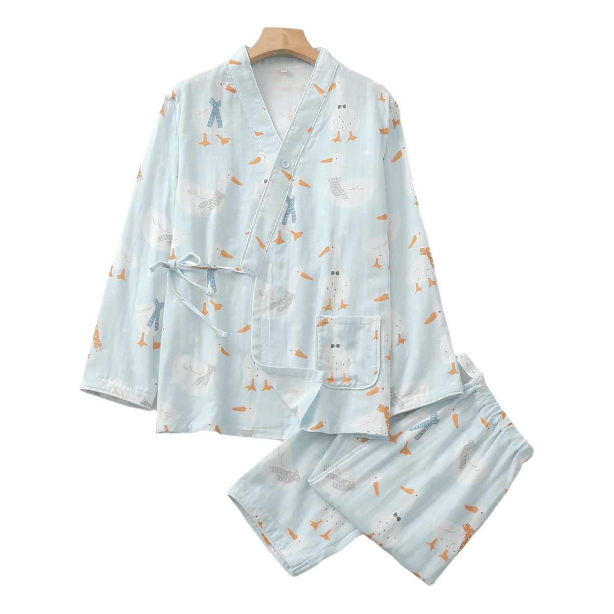 Girl's Print Bamboo Short Sleeve Kimono Pajama Set - Peace, Love and Happiness main image 1