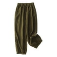 thumbnail image 1 of Women's Cotton Harem Pants Elastic Waist Drawstring Wide Leg Pants Baggy Capris Trousers Army Green,M, 1 of 7