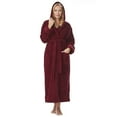 thumbnail image 1 of Women's Cotton Hooded Full Length Turkish Bathrobe Burgundy Large, 1 of 5