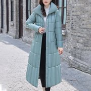 Womens Cotton Jacket Lightweight Waterproof Long Plus Size Coat Thermal Quilted with Cinched Waist for Winter Commute Travel