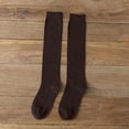thumbnail image 1 of Women's Cotton Knee High Socks, Casual Solid Color Knit Long Stockings, Soft and Breathable Athletic High Tube Socks, Assorted Colors, Coffee, One Size, 1 of 7