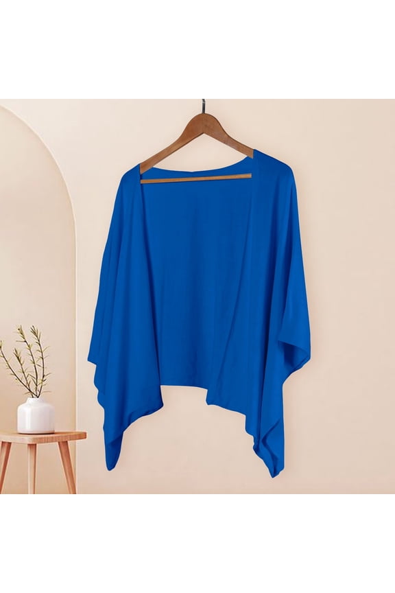 Women's Cotton Linen Cardigan, Solid Color 3/4 Sleeve Open Front Top with Asymmetric Hem, Casual and Elegant Cover-Up for Vacation, Daily Wear, and Layering, Relaxed Boho Style