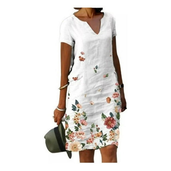 Women's Cotton Linen Casual Dress Medium