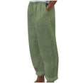 thumbnail image 1 of Women's Cotton Linen Cropped Pants Elastic Waist Floral Printed Capris Trousers Summer Lounge Pants with Pockets, 1 of 4
