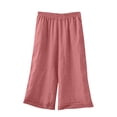 thumbnail image 1 of Women's Cotton Linen Cropped Wide Leg Pants Elastic Waisted Loose Fit Comfy Lounge Palazzo Capris, 1 of 3