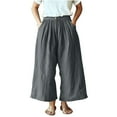 thumbnail image 1 of Women's Cotton Linen Culottes – High Waisted Wide Leg Palazzo Pants with Elastic Waist & Pockets, Pleated Cropped Trousers for Summer Casual 2025, 1 of 1