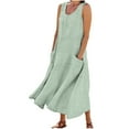 thumbnail image 1 of Women's Cotton Linen Dress 2025 Summer Sleeveless Maxi Dresses Plus Size Flowy Tank Sundress Beach Vacation Outfits, 1 of 6