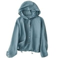 thumbnail image 1 of Women's Cotton Linen Hooded Shirt - Summer Long Sleeve Sun Protection Top, Dressy Casual Button-Down Blouse, 1 of 4