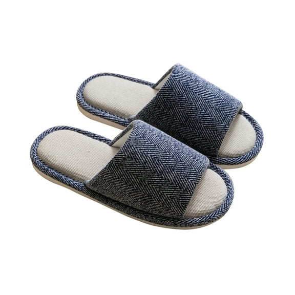 Women's Cotton Linen House Shoes - Non-Slip Soft Sole Slippers for Indoor Home Use | Breathable Summer, Spring & Autumn Slippers | Lightweight Comfort