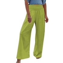 Women's Cotton Linen Loose Wide Leg Pants High Waist Straight Pants Casual Pants Plus Size Wide leg Pants for Women