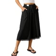 thumbnail image 1 of Women's Cotton Linen Palazzo Pants Solid Color High Waisted Drawstring Casual Pants Wide Leg Elastic Waist Summer Beach Lace Capris with Pockets, 1 of 9