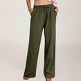 thumbnail image 1 of Women's Cotton Linen Pants Casual Drawstring Loose Elastic Waist Beach Trousers with Pockets, 1 of 7