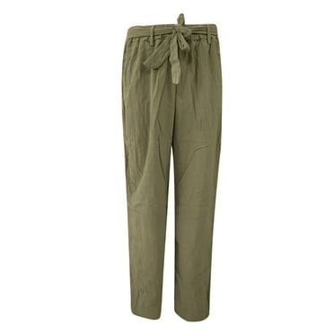 Women's Cotton Linen Pants High Waist Drawstring Loose Fit Casual Trousers Casual Loose Fit Wide Leg Trousers