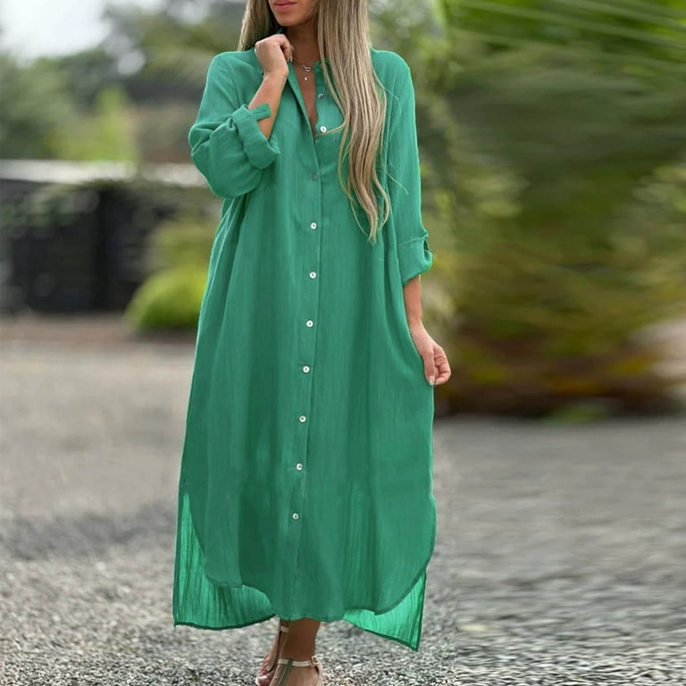 snilers Womens Short Sleeve Dress Casual Plus Size V Neck Maxi Dresses A  Line Flowy Beach Sundress - Walmart.com