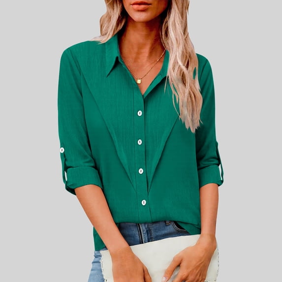 Women's Cotton Linen Shirts Oversized Lapel Button Down Long Sleeve Blouses Summer Casual Solid Plus Size Turndown Collared Loose Lightweight Breathable Comfy T Shirt Tops
