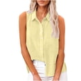 thumbnail image 1 of Women's Cotton Linen Shirts Sleeveless Button Down Tops V Neck Summer Casual Collared Blouses Tank Top 2025, 1 of 6