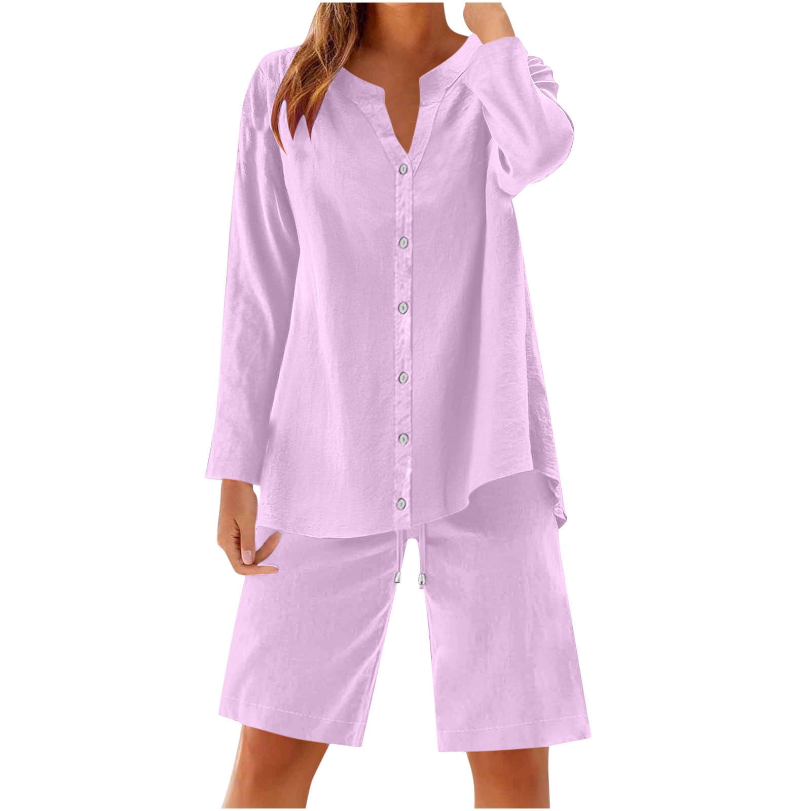 2 Piece Linen Short With Tabs main image 1