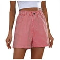 thumbnail image 1 of Women's Cotton Linen Shorts Casual Elastic Waist Shorts Stripe Print Shorts Pocket Pants, 1 of 6