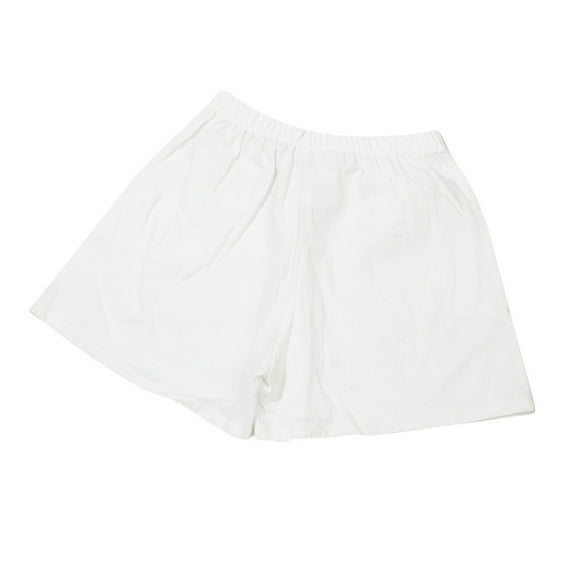 Women's Cotton Linen Shorts Casual Elastic Waist Summer Wide Leg Shorts Solid Loose Fit Lounge Pants with Pockets