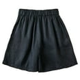 thumbnail image 1 of Women's Cotton Linen Shorts Casual Elastic Waist Wide Leg Pants Summer Shorts, 1 of 3